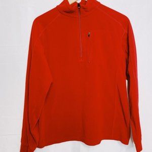 LL Bean Fleece Pullover Quarter Zip Lightweight Sweater Soft Pocket Red Men M